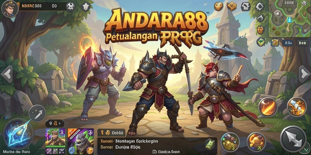 Screenshot menampilkan aksi epik dalam game RPG ANDARA88.