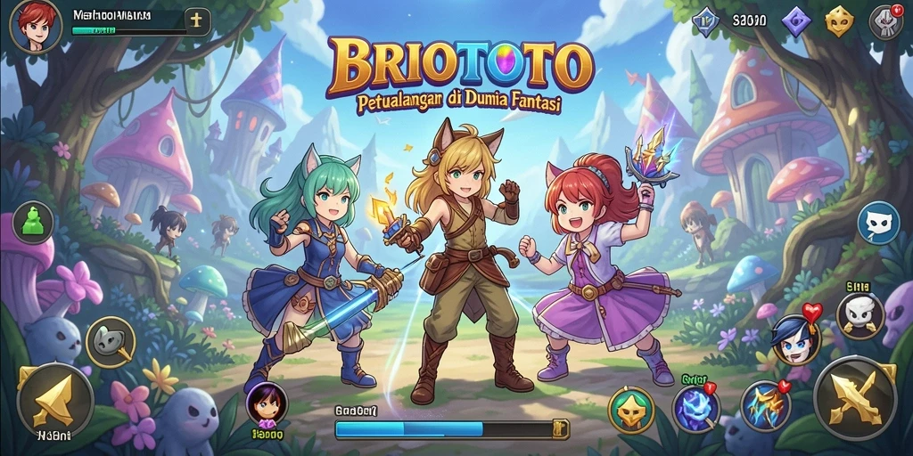 Screenshot gameplay BRIOTOTO menampilkan aksi karakter dalam petualangan Anime.