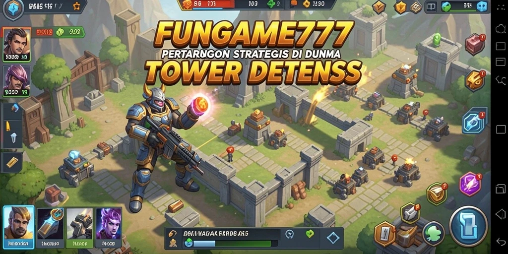 Tampilan mendebarkan dari gameplay Tower Defense di FUNGAME777.