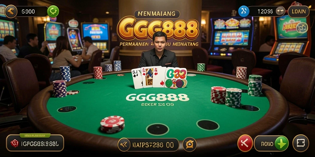 Tangkapan layar GGG888 menampilkan sesi gameplay poker yang mendebarkan.
