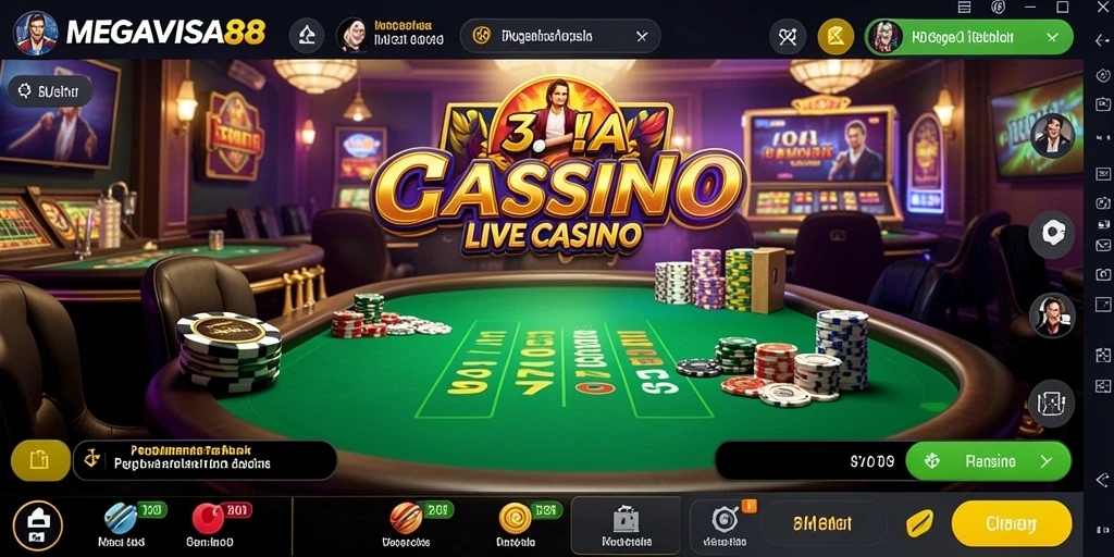 Tangkapan layar gameplay MEGAVISA88 di Live Casino dengan dealer profesional.
