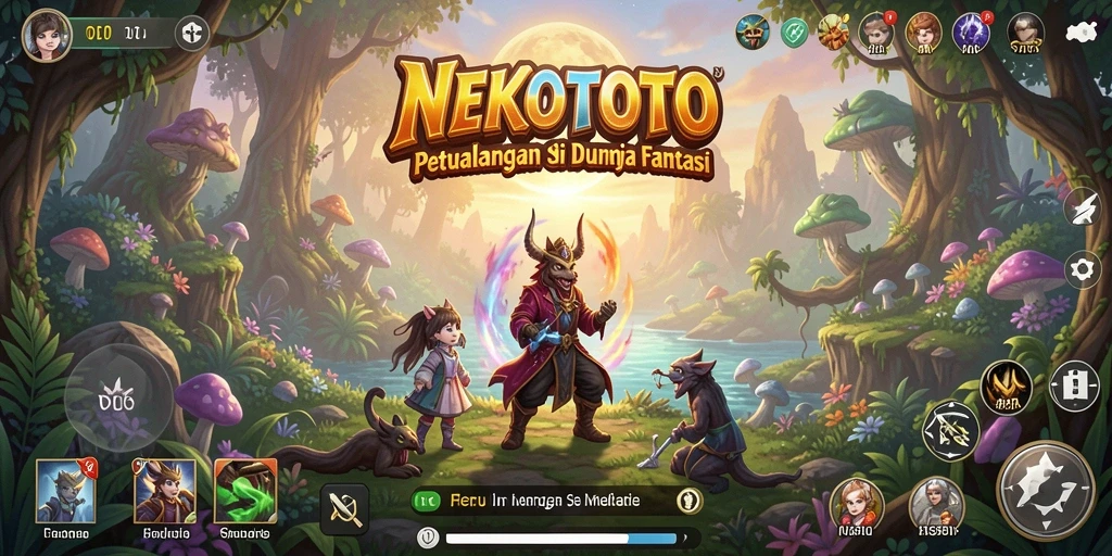 Screenshot gameplay NEKOTOTO dengan dunia petualangan yang menakjubkan.