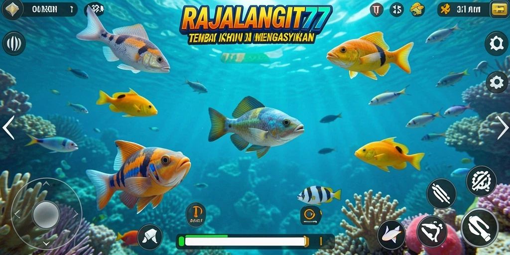 Tampilan gameplay seru RAJALANGIT77 saat menembak ikan.