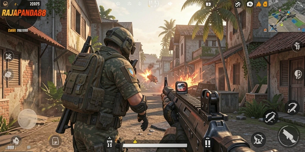Gameplay seru RAJAPANDA88 dengan aksi pertempuran intens.