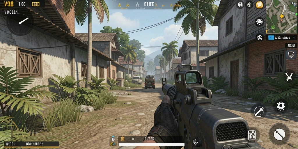 Tampilan gameplay V98 yang intens dan mendebarkan dalam genre TPS.