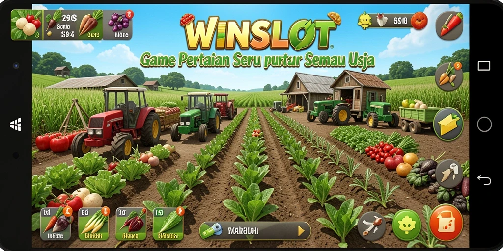 Tangkapan layar game WINSLOT menunjukkan aktivitas bertani yang menyenangkan.